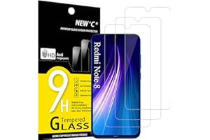 NEW'C 3 sztuki Szkło dla Xiaomi Redmi Note 8, Xiaomi Mi 9 Lite Hartowane i Folia Ochronna Ochraniacz Ekranu - Bez pęcherzyków powietrza, odporność na zarysowania
