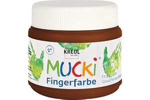 KREUL 23111 - Mucki leuchtkräftige Fingerfarbe, 150 ml in braun auf Wasserbasis, parabenfrei, glutenfrei, laktosefrei und vegan, auswaschbar, vermalbar mit Pinsel, Schwamm, Spachtel und Fingern