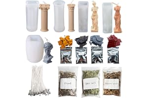 GENERIC Yayatty 5 Pack Candle Molds for Candle Making, Roman Column Candle Resin Molds with 50 PCS Cotton Candle Wicks, 4 Color Candle Dyes, Natural Dried Flowers for Candle Soap Resin Casting