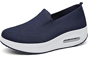 FAZEU Donna Scarpe da Ginnastica Sportive Sneakers Dimensione Running Basse Basket Sport Outdoor Fitness Mesh Scarpe da Corsa Scarpe da Barca Mesh Scarpe da Camminata Mocassini Zeppa 35-42eu
