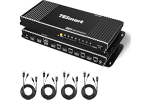 TESmart HDMI KVM Switch per 4 PC e 1 Monitor, Ultra HD 4K@60 Hz con Docking Station USB 2.0 e Audio L/R, HDCP 2.2, HDR10, Dolby Vision, Funzioni PC, Commutazione tra Mouse e Tastiera