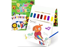 hapray Water Colouring Book for Children, Paint with Water Book, Mess-Free Watercolour Painting Set for Kids, Arts & Crafts Drawing Gift for Girls & Boys Age 3 4 5 6 (Animals Theme)