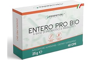 PERPETUAL NUTRITION PROBIOTICI E PREBIOTICI - 40 compresse con Inulina, Lactobacillus Casei e Enterococcus Faecium. Probiotici per intestino, Benessere Totale per la Salute della Flora Intestinale.