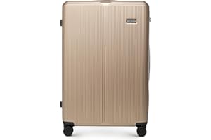 WITTCHEN Stripes Line Großer Koffer 76,5 x 50 x 29 cm (XL) | Hartschalen-Trolley ABS 96 l, 4 Rollen 360° | Koffer groß für Lufthansa/Eurowings/Ryanair, zahlenschloss, teleskopgriff | Farbe: Gold