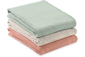 hauck Cuddle N Clean Set de Muselinas Bebé | Salvababas 100% Algodón | Paños de Gasa Grandes Ideales para Recién Nacidos - 80x80 cm