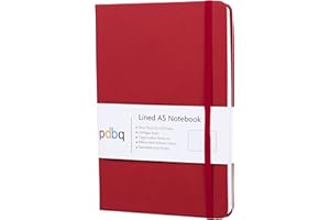 pdbq A5 Notebook Hardback Journal Lined Notebook A5 Inner Pocket Vegan Leather 128 Pages 120gsm Premium Paper with Gift box Bookmark Elastic Closure Ruled Notepad Red