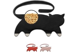 LESCHI Bolsa Semillas Microondas de 100% Algodón y Trigo Orgánicos, Saco de Semillas con Funda Lavable, Saco Térmico de Semillas ideal para Dolores Menstruales, Cólicos y Dolor Abdominal, Gata negra