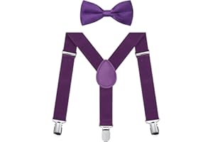 FACATH Ensemble de bretelles pour garçon - Nœud papillon - Bretelles élastiques en forme de Y - Réglables - Avec clips et nœud papillon - Pour garçons et filles