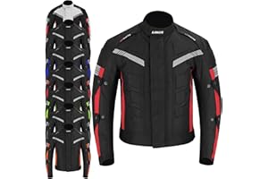 LIMA-MOTO Men’s Motorcycle Jacket 4 Season Cordura Textile Biker Jacket Waterproof Windproof with CE Armor, Air Vents & Removable Thermal Liner