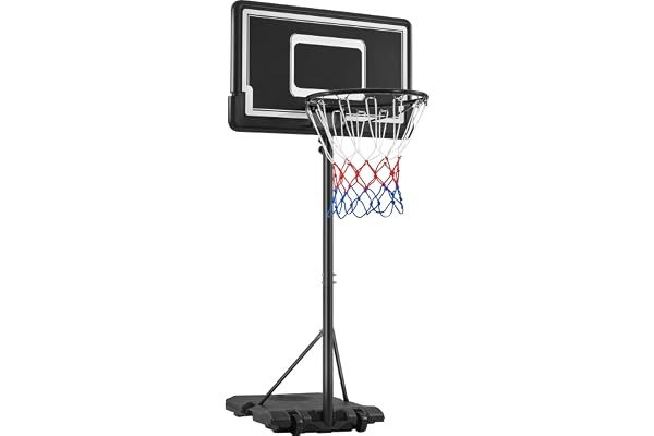 Yaheetech Panier de Basket Réglable en Hauteur de 182 à 215 cm, avec roulettes, Base de Lestage Panneau et Arrière Solide, Extérieur/Intérieur, pour Enfants et Jeunes