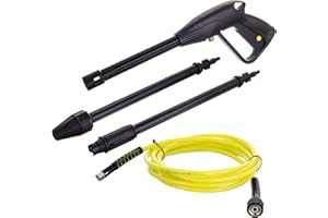 TECHKAR Pistolet wysokociśnieniowy Hobby K Series M22x1,5 z wężem wysokociśnieniowym 5m i lancą - regulowana dysza i obcinacz brudu - kompatybilny z Kärcher