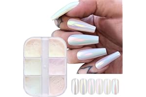 GZSYY Perle Chrom Nagelpuder Spiegel Effekt Chrome Pigmente 6PCS Aurora Nail Glitter Chrome Nail Powder Chamäleon Nagel