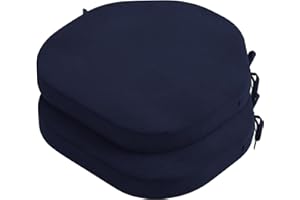 PRIMEPATIO Seat Cushions for Dining Chairs Set of 2, 5cm thick Chair Pads with Ties for Kitchen Garden Living Room, Slip Resistant Indoor Outdoor Seat Cushion, Navy Blue, 40x40cm