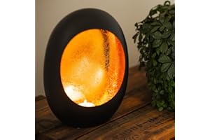 ‎ZEYA ZEYA Teelichthalter schwarz Gold Metall, H 22 cm, Windlicht Kerzenhalter Skulptur oval, Vintage Tischdeko Wohnzimmer, attraktives Präsent zum Geburtstag