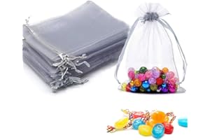 Amdonalo Organzasäckchen 15 * 20cm Große Geschenktüten Adventskalender für Hochzeit Geburtstag Weihnachten Geschenk Süßigkeiten Geschenke mit Schnur Packung mit 20(Grau)