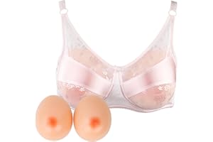 Lervanla Formas de pecho de silicona con brasier de bolsillo para crossdresser prótesis falsa artificial cosplay