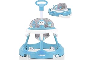 Twinky® Lauflernwagen mit Spielset & Bodenmatte - Robuste 4-fach verstellbare Vorschul-Lauflernhilfe Bordeaux Rot - Ideal als Gehhilfe für die ersten Schritte Ihres Kleinen (Blau)