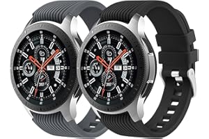 YISICA 2 Pack Sport Band for Samsung Galaxy Watch 3 45mm Strap/Samsung Gear S3 Frontier Classic Strap, 22mm Soft Silicone Metal Buckle Sport Replacement Wriststrap for Galaxy Watch 46mm