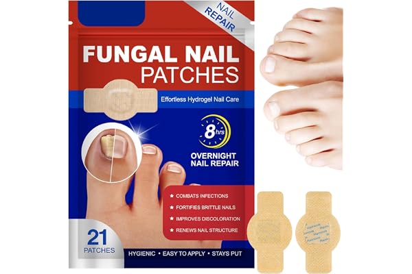 21pcs Fungal Nail Patches, Pansements Antimycosiques pour Ongles, Renforcement des Ongles, Réparer Abîmés Patches Antifongiques Ongle Pieds (beige 21pcs)