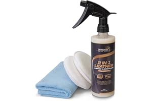 Diamond Shine System Leather Cleaner and Conditioner with Microfibre Cloth and Two Applicator Pads - Car Leather cleaner and Seat Detailer - Leather Car Seat Cleaner for Car Interior and Detailing