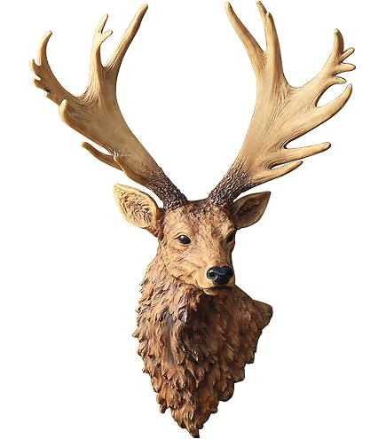 Testa Di Cervo Da Parete Realistica In Resina – 52x26 Cm, Decorazione Rustica Con Corna, Falso Taxidermy, Per Interni Ed Esterni