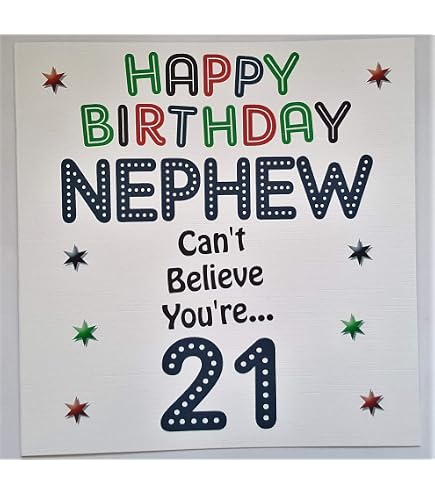 Words 'n' Wishes Geburtstagskarte Zum 21. – Motiv „For A Special Nephew“, 229x159 Mm, Mit Umschlag – Modernes Design Mit Geprägtem Kuchen & Luftballons