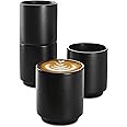 Cosumy Cappuccino Coffee Cups Set of 4 - Ceramic Matte Black 200ml / 6.75oz - Elegant Design - Dishwasher & Microwave Safe - Ideal for Home, Office, and Café