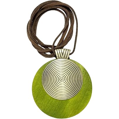 Collana In Legno Intagliata A Mano - Ciondolo Unisex Foglia - Stile Bohémien Ed Etnico