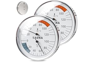 PORFOYO Termómetro Sauna,2 Piezas Termómetro Higrómetro,Sauna Higrotermógrafo De Madera,Termómetro E Higrómetro Para Sauna,Baño Turco,Temperatura Y Humedad,Habitación,Invernadero