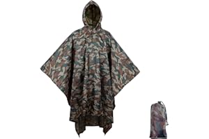 BALIGO Ponczo przeciwdeszczowe 3 w 1 wielokrotnego użytku, lekkie i szybkoschnące, ponczo przeciwdeszczowe dla mężczyzn i kobiet, plandeka kamuflażowa, materiał kempingowy, mata podłogowa na kemping