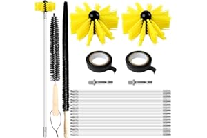 ‎LVJKES Lvjkes 24 STK kaminbürste, Ofenrohrbürste-Reinigungsset, mit 16 Stangen 410 mm, 2 Bürstenköpfe 200 mm, 2 Sechskantstange 4,5cm, 1 Holzstielbürste 38cm, 1 LangeBürste 75cm, 2 Klebeband, Für Kamin