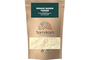 Baobab en Polvo BIO Ecologico | Calidad A+ 100% pura cruda, fuente de Vit C, Calcio, Colageno natural | SAMSKARA | Organic Baobab Powder (500gr x 1 pack) - Envasado en 2025 Frescura garantizada