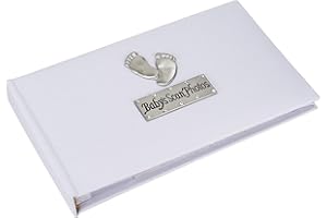 METAL PLANET LTD Baby's Scan Photo album with footprint design - soft white (holds forty 6x4 inch photos) NEW