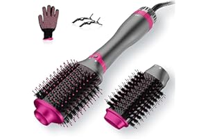 KinseiBeauty Seche Cheveux Brosse, Brosse Soufflante 4 en 1, 1200W Brosse Chauffante Brushing, Salon One-Step Brosse Cheveux Chauffante, Brosse Lissante Chauffante,Têtes de brosse remplaçables