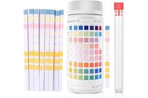 OCCOUMR Lot de 100 Bandelettes de Test d'Aquarium 9 en 1 pour Tester le Fer, le Cuivre, le Nitrate, le Nitrite, le Chlore, la Dureté Totale, l'Alcalinité Totale, le Carbonate, le pH, pour Tester la Qualité