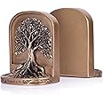 Antique Bronze Color Tree of Life Bookends Set, 2 Decorative Bookends for Shelves or Bookcase, Non-Skid Heavy Bookends for Desktop Shelf Decor, Library Office Decor, Home Décor Gift (Bronze Color)