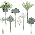 Angju Artificial Greenery Stems Box Set，65 Pcs with 8 Kinds of Faux Greenery Branches Fake Eucalyptus for Wedding DIY Bouquets Floral Arrangement Table Centerpieces,Home Decoration