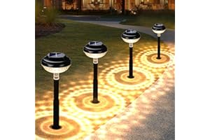 Heinstian Lampada Solare Giardino, 4 Pezzi Luci Solari Esterno Bianco Caldo LED Lampade Solari per Esterno IP65 Impermeabili In per Patio, Prato, Giardino e Sentieri