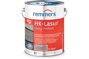 Remmers HK-Lasur 3in1 Grey-Protect wassergrau, 5 Liter, Holzlasur für Vergrauung außen, 3 Holzschutz Produkte in einem, Feuchtigkeit- und UV-Schutz
