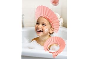 FUSACONY Kids Shower Cap, Baby Shampoo Cap, Visor Hat for Eye and Ear Protection, Baby Hair Washing Shield with 20-Size Adjustment for 6Month+ to Adult (Pink)
