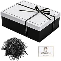 Luxus Geschenkbox Set 25x18x8.5cm - Premium Box Mit Grußkarte Schleife Weiß Gold
