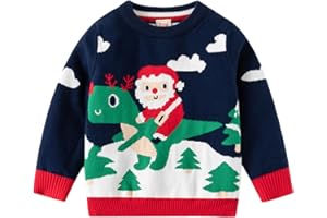 JIAMY Niños Niñas Jersey de Navidad Sudadera de Punto Suéter Invierno Pull-Over Manga Larga Ciervo 1-6 Años
