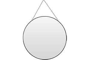 ‎MEINPOSTEN Meinposten Spiegel rund eckig Wandspiegel Metall schwarz Glas Schminkspiegel Dekospiegel (Rund)