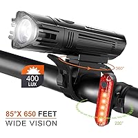 Fahrrad Licht Led Set StVZO Fahrradlicht Led Set USB,Fahrradlict Vorne Led USB Farradbeleuchtung Aufladbar Wasserdicht Fahrradlampe Mit Akku Frontlicht Und Rücklicht IP3X Staubdicht Blendschutz 400LUX