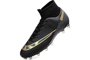 WOWEI Chaussures de Football Homme Crampons Foot Garçon Professionnel High Top Spike Chaussures Antidérapant Athlétisme Entrainement Chaussures Crampons de Sport Adolescents