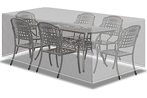 ‎PATIO PLUS PATIO PLUS Outdoor-Möbel-Set Abdeckung, wasserdicht, winddicht, Anti-UV, rechteckig, Gartentisch Abdeckungen für Patio Tisch und Stühle Set - Extra Large 280x204x106cm Transparent