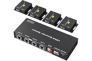 VPFET HDMI Extender Splitter su Cat5e/6 165ft 1 In 4 Out 1X4 Port Transmission Balun Ethernet Supporta 1080p HDCP EDID POC Un alimentatore per funzionare con