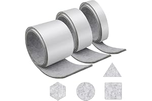 DBREAKS Feltro Adesivo Rotolo, Feltri Adesivi, Feltrini Sedie 5mm spessore, Taglio Libero in Qualsiasi Forma, 3 Rotoli Grigio Chiaro Feltrini Lunghi da Tagliare(100x10cm+100x5cm+100x2cm) per Mobili