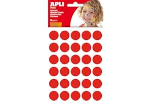 APLI Kids 13225 - Bolsa de gomets redondos 20 mm, color rojo, 6 hojas