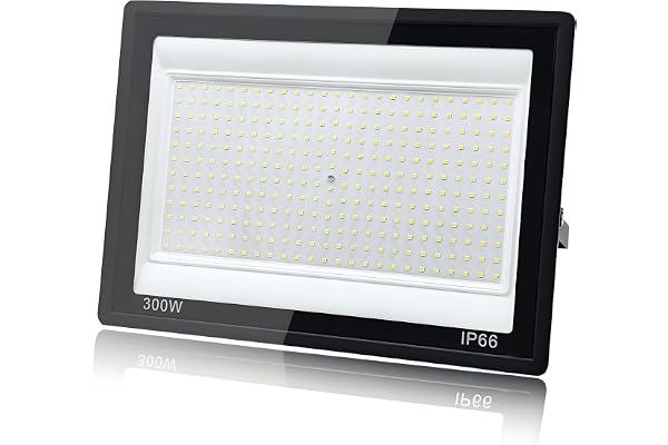 Tkdaksy Utomhus LED-strålkastare 300W, 1 m kall vit kabel 6500K utomhus LED-projektor, vattentät, IP66 LED-spotlight, 30 000L